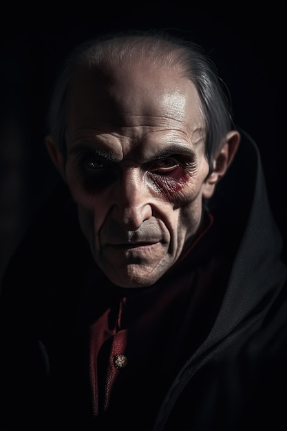 Retrato do velho e assustador vampiro Count Dracula Generative AI ilustração