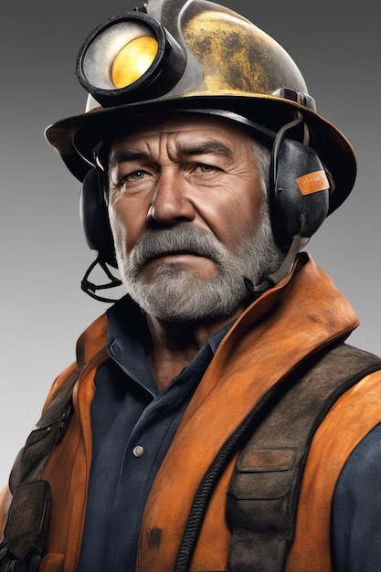 Foto retrato do velho mineiro masculino