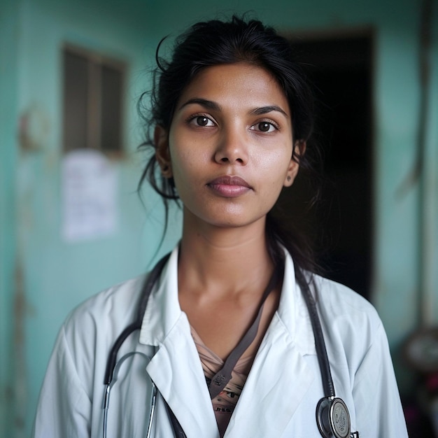 Foto un retrato de una doctora de bangladesh