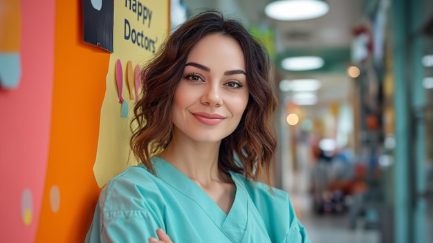 Retrato de Doctora feliz una trabajadora y confiada profesional de la salud una mujer líder