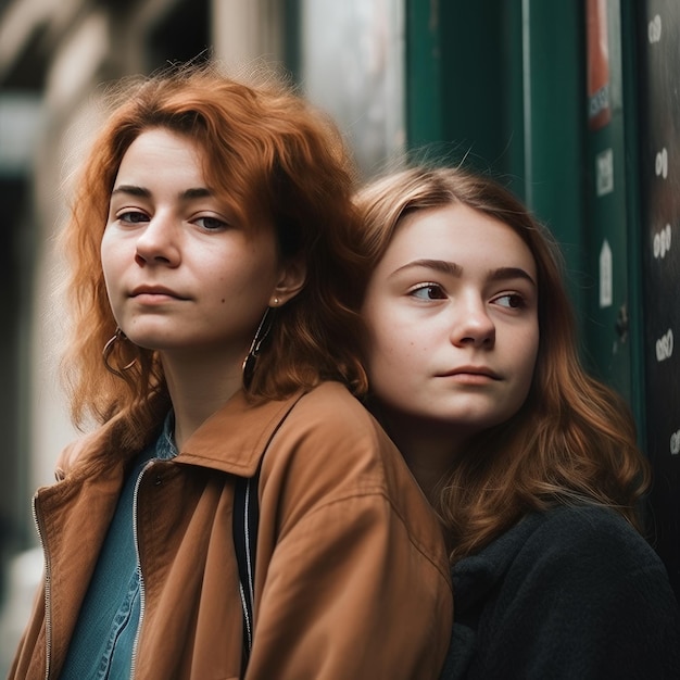 Retrato de dos hermanas felices