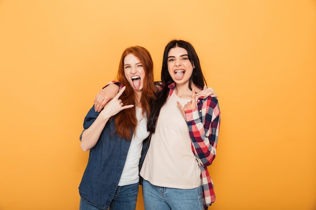 Retrato de dos mujeres jóvenes divertidas