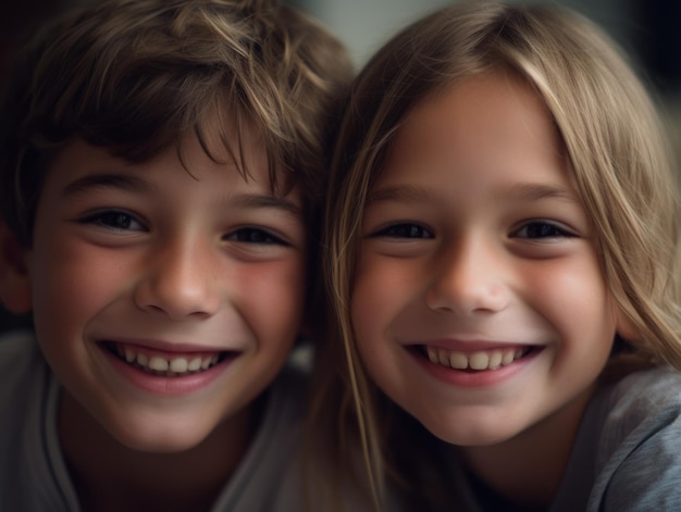 Retrato de dos niños felices