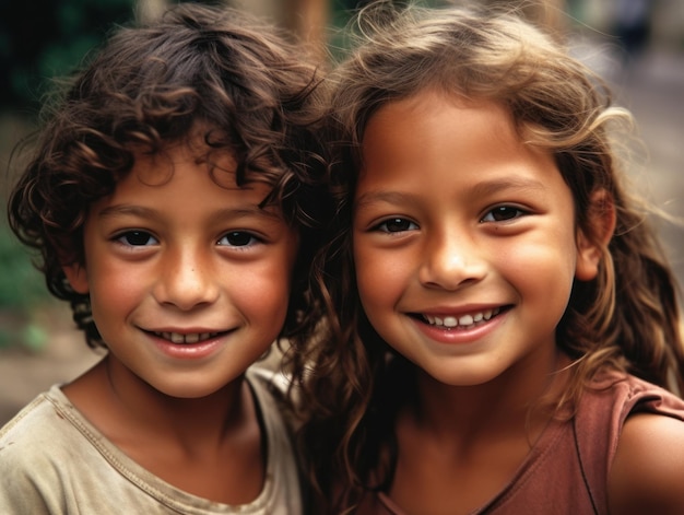 Retrato de dos niños felices