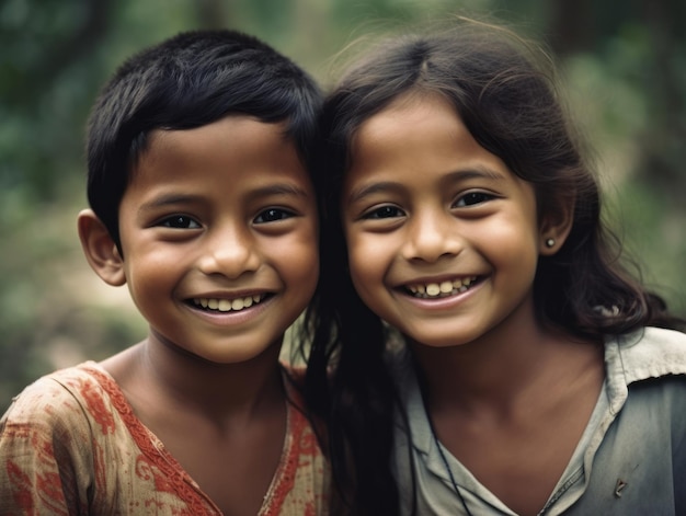 Retrato de dos niños felices