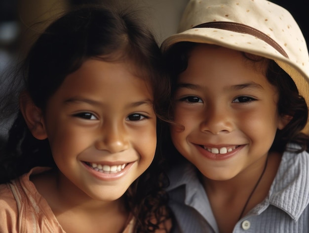 Retrato de dos niños felices