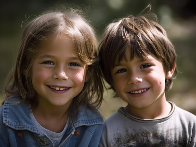 Retrato de dos niños felices