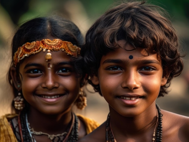 Retrato de dos niños felices