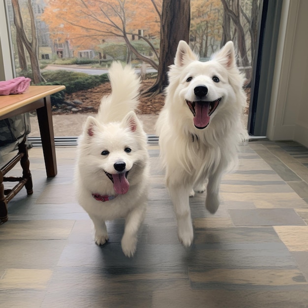 Un retrato de dos perros blancos