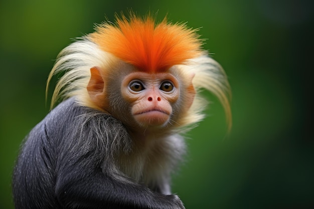 Retrato de douc langur de patas rojas Tailandia El douc de palmas rojas es una especie de mono del Viejo Mundo