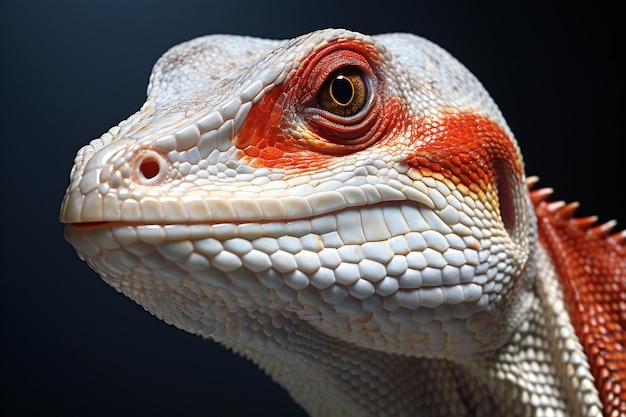 Retrato de un dragón barbudo en un fondo negro de primer plano