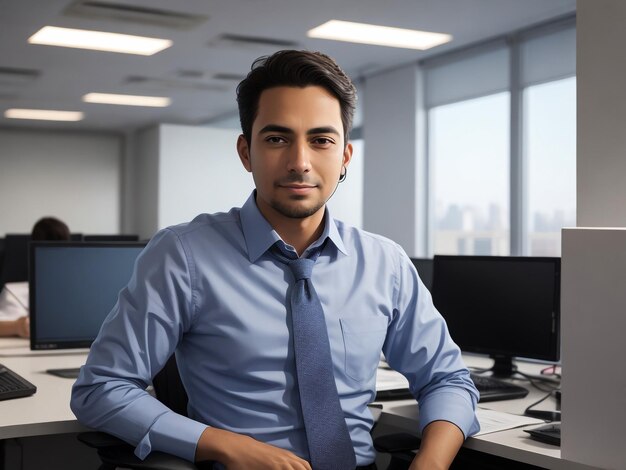 Foto retrato de un ejecutivo de negocios serio trabajando en un escritorio