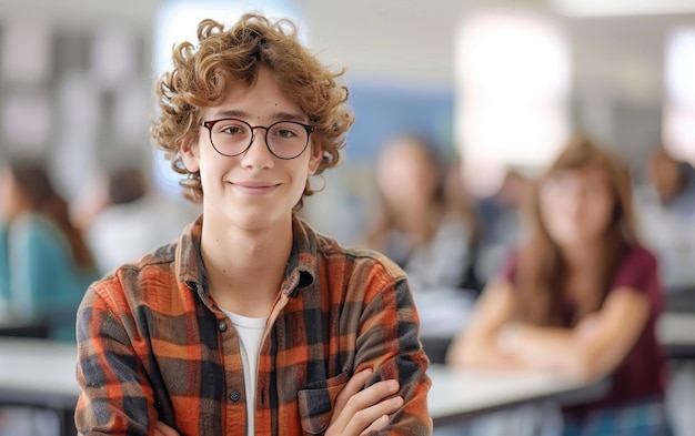 Foto retrato elegante de um estudante isolado em fundo branco generative ai