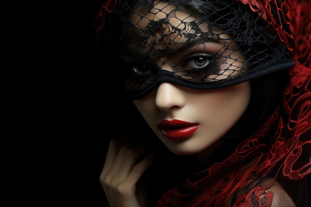 Retrato elegante de uma garota misteriosa mascarada incógnita enigma mistério bola de máscara segredo de luxo