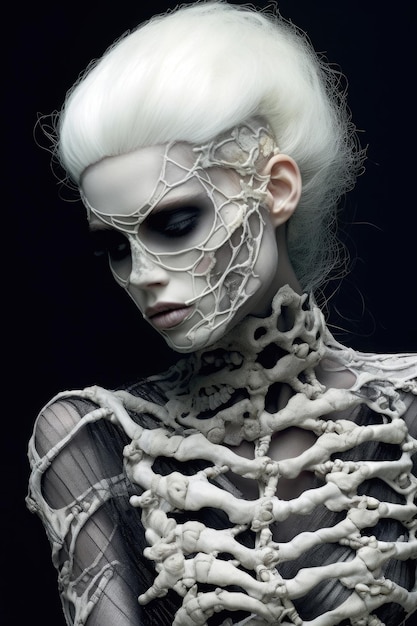 Retrato elegante do esqueleto feminino Generative AI
