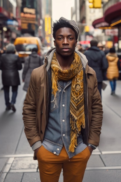 Retrato de un elegante hombre afroamericano en la calle