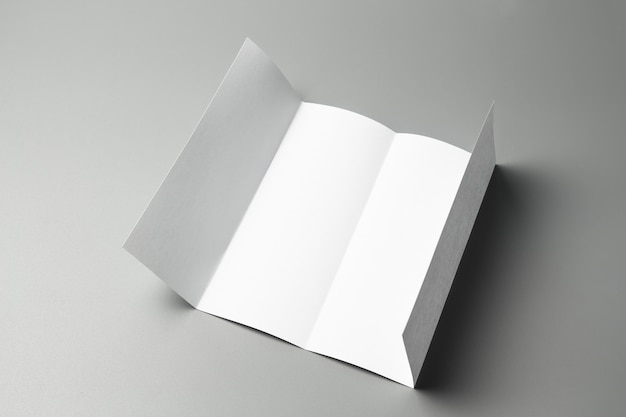 Retrato em branco A4. revista brochura isolada em cinza
