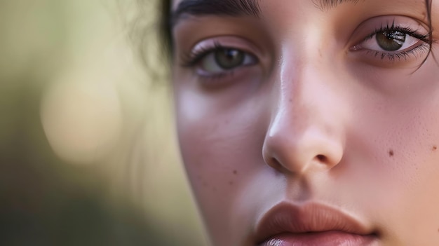 Retrato em close-up de mulher com IA gerativa de sardas
