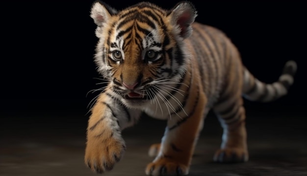 Retrato em close-up de um bonito tigre de Bengala listrado olhando ferozmente gerado por inteligência artificial