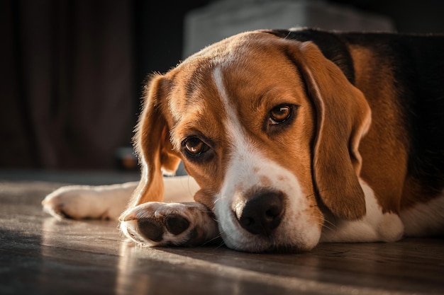 Foto retrato em close-up de um cão descansando