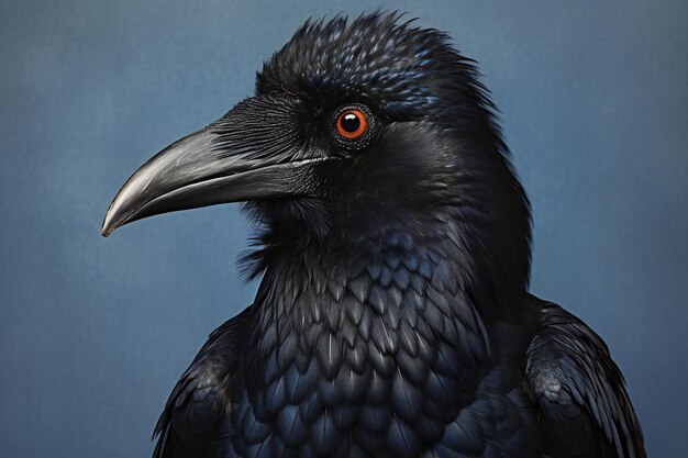 Retrato em close-up de um corvo comum Corvus corax