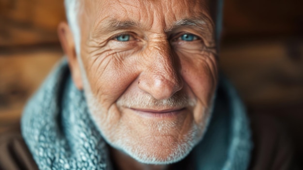 retrato em close-up de um homem idoso feliz olhando para a câmera