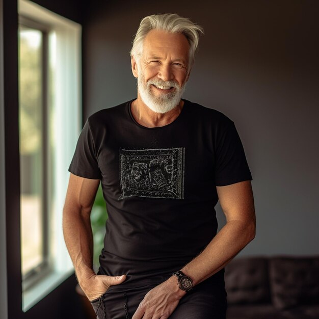 Foto retrato em close-up de um homem sorrindo para uma câmera