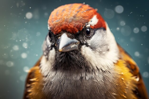 Retrato em close-up de um pardal doméstico macho Passer domesticus IA generativa