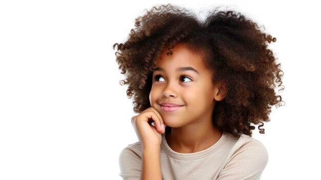 Foto retrato em close-up de uma bela jovem negra afro-americana modelo adolescente