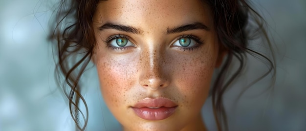 Foto retrato em close-up de uma jovem mulher com pele impecável e beleza natural conceito fotografia de beleza pele impecável retrato de close-up de beleza natural mulheres jovens