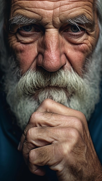 retrato em close-up de uma mão de um velho homem gerado pela IA