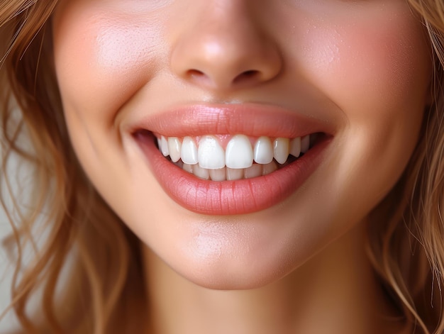 Retrato em close-up de uma menina muito bonita com dentes bonitos e sorriso perfeito