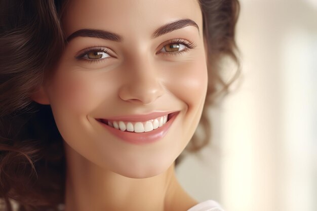 Retrato em close-up de uma senhora com um sorriso radiante