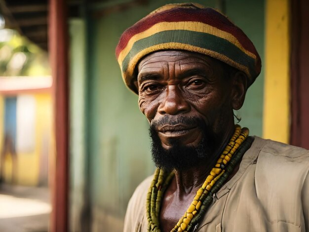 Foto retrato em close-up do homem da jamaica