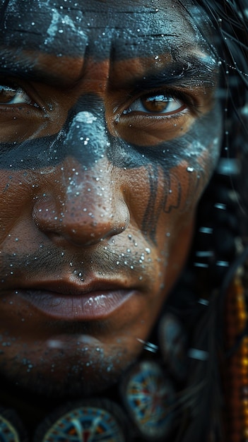 Foto retrato em super close de um índio nativo americano