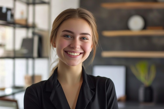 Retrato de un empleado de oficina feliz