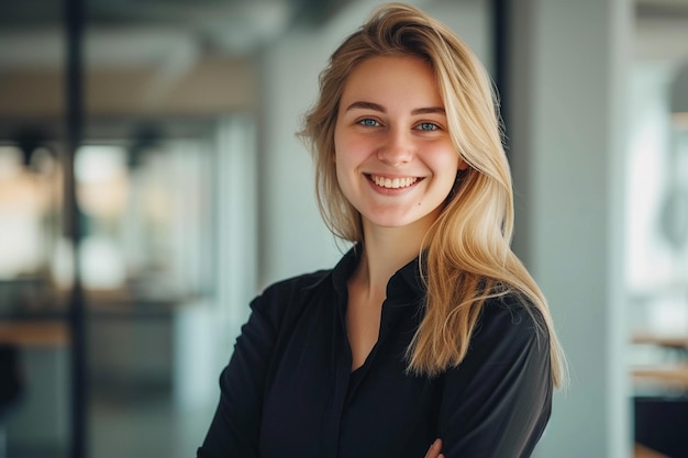 Retrato de un empleado de oficina feliz