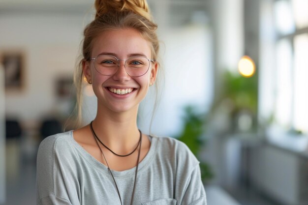 Retrato de un empleado de oficina feliz