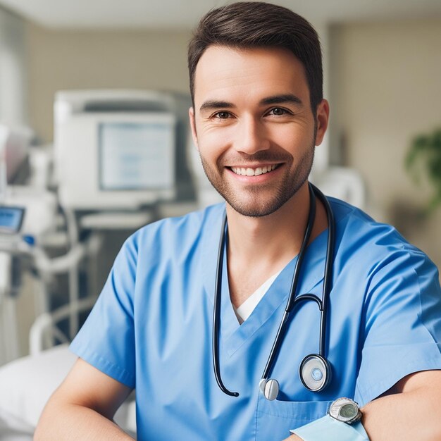 Retrato de enfermera en el hospital hombre médico mujer médico