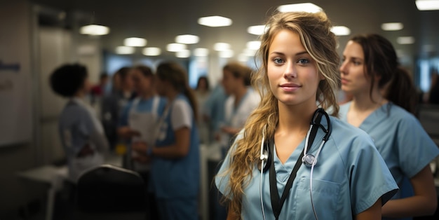 retrato de una enfermera en un hospital IA generativa