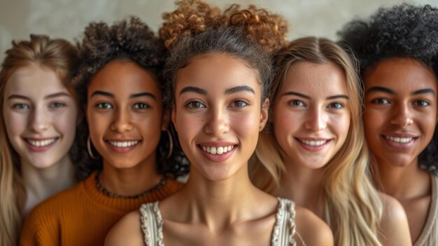 Foto retrato de un equipo de negocios creativos de pie juntos y riendo un grupo de personas alegres de diferentes nacionalidades