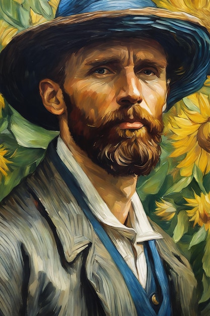 Retrato estilo Van Gogh imagem texturizada pintura em tela pôster qualidade para impressão