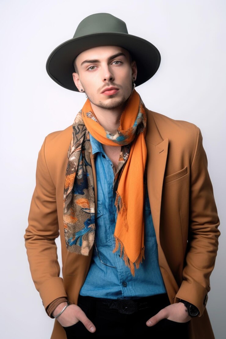 Retrato de estudio fotográfico y hombre de moda con estilo moderno sobre un fondo blanco.