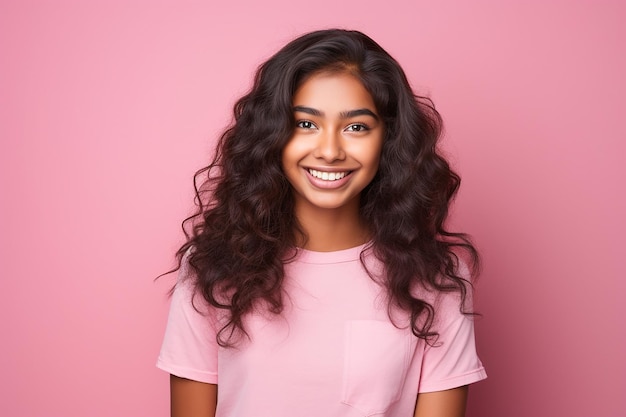 Retrato de estudio de una hermosa adolescente en diferentes colores de fondo