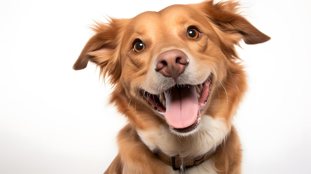 Retrato de estudio de un perro mayor sonriente