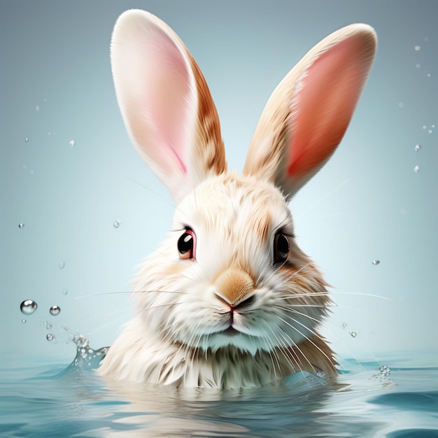 El retrato en estudio de PSD 3D del lindo conejo de Pascua