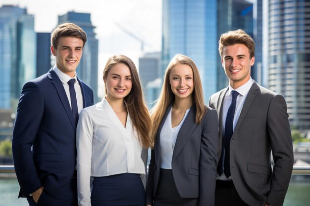 Retrato de un exitoso equipo de negocios creativo mirando a la cámara y sonriendo a diversos empresarios