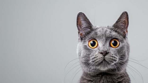 Retrato de expresión de gato confundido con fondo gris imagen generativa de IA del espacio de copia