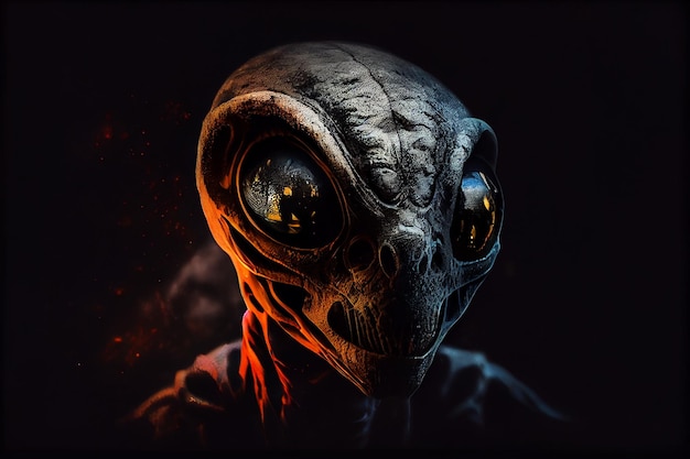 Retrato de un extraterrestre sobre un fondo negrogenerativo ai