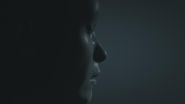 Retrato facial de um humanoide em perfil Fechado da ilustração 3d do rosto